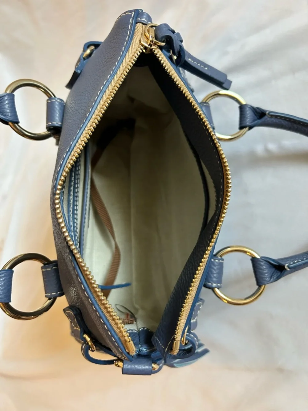 Dooney & Bourke Blue Pebble Leather Satchel - Picture 9 of 16
